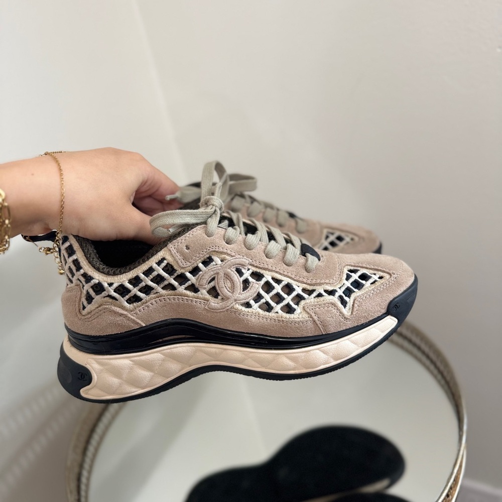 Authentic Chanel Suede Cc Interlocking Sneakers W… - image 8